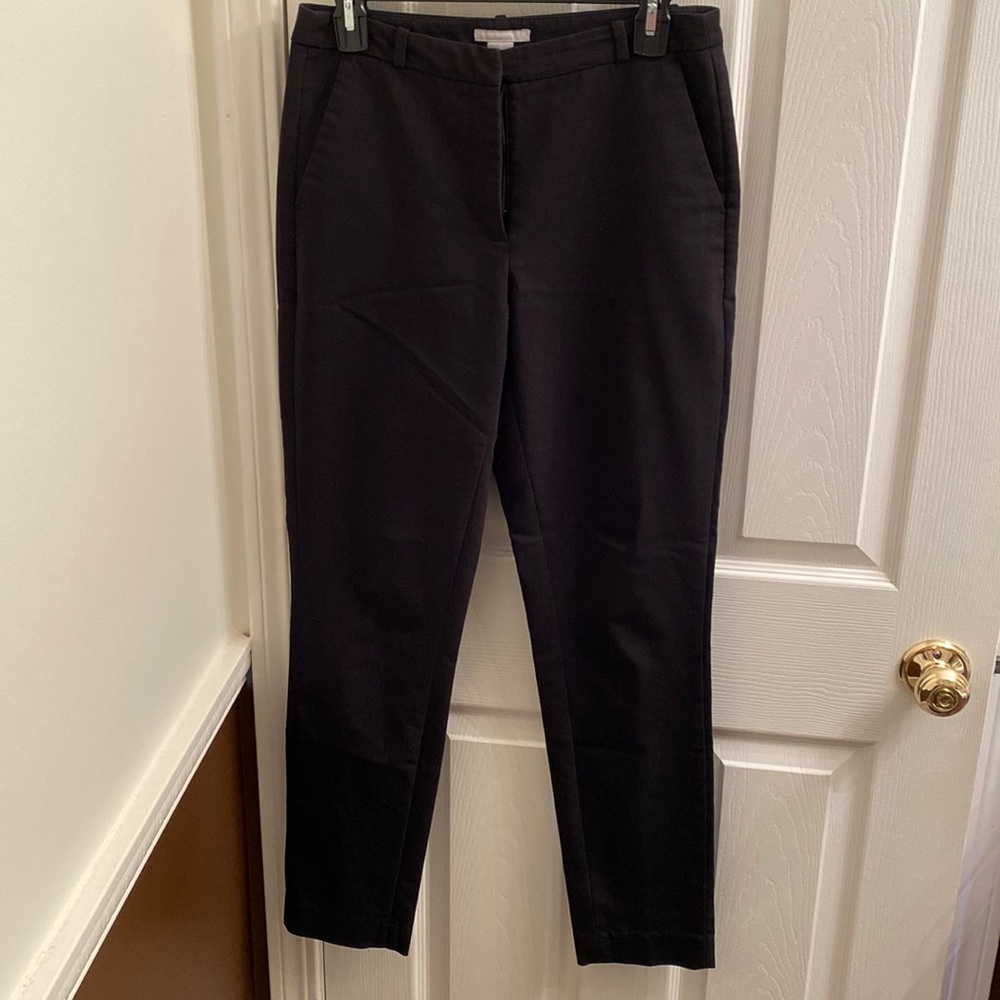 High waist tapered slim leg black dress pants
